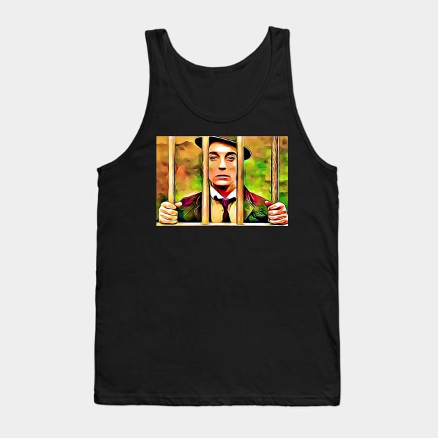 THE GOAT 1921 Buster Keaton Silent Movie Still Art Tank Top by BubbleMench